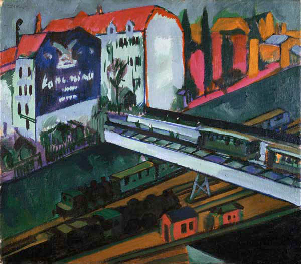 Strassenbahn and railway, look out of the studio o de Ernst Ludwig Kirchner