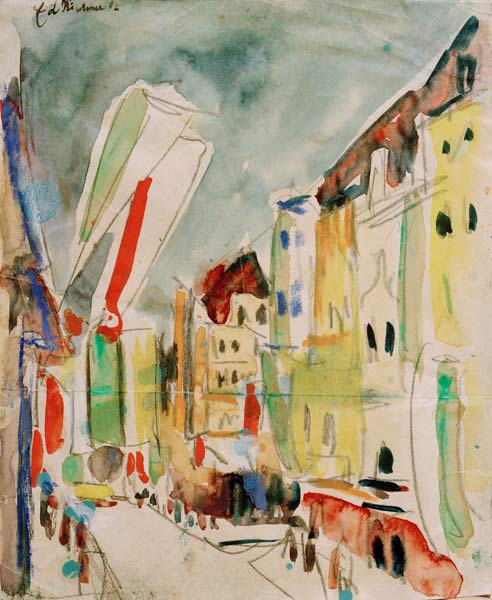 Escena de la calle con banderas de Ernst Ludwig Kirchner