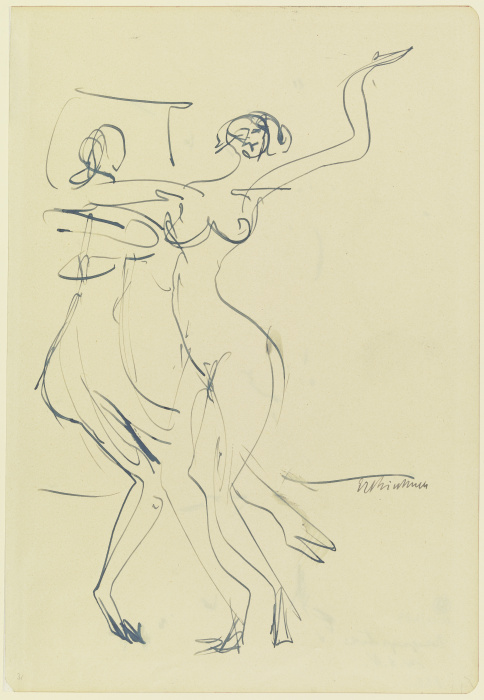 Zwei tanzende nackte Frauen de Ernst Ludwig Kirchner