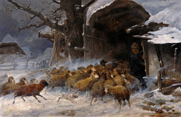 Flock of sheep which is taken to the Staal before de Ernst Meissner