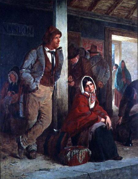 Irish Emigrants Waiting for a Train de Erskine Nicol