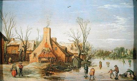 A Village in Winter de Esaias van de Velde