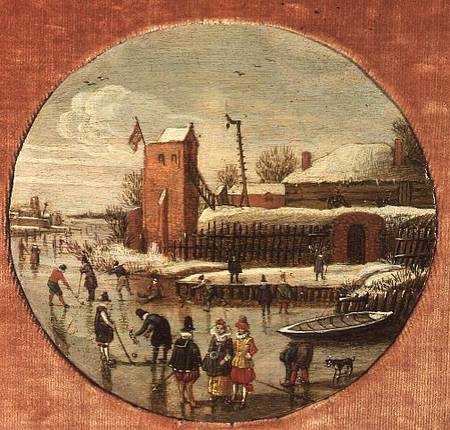 Winter Landscape with Skaters (panel) de Esaias van de Velde