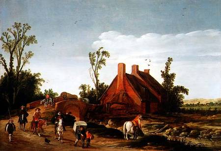 A Wooded Landscape with Travellers on a Track de Esaias van de Velde