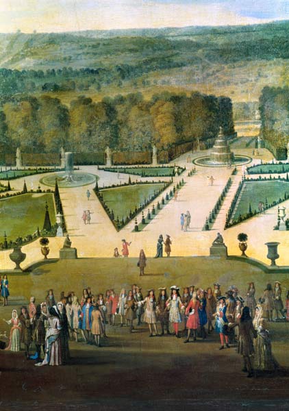 Promenade of Louis XIV by the Parterre du Nord, detail of Louis and his entourage de Etienne Allegrain