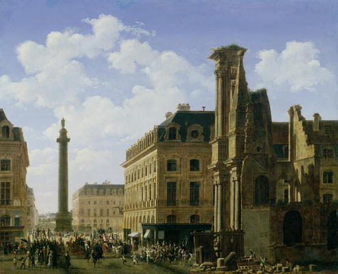 La Place Vendome, 1808 (oil on canvas) de Etienne Bouhot