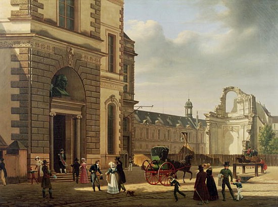 The Entrance to the Musee de Louvre and St. Louis Church de Etienne Bouhot