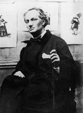 Charles Baudelaire (1821-67) with Engravings, c.1863 (b/w photo) 