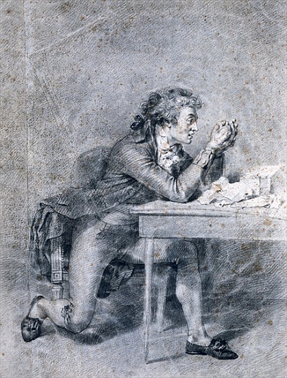 Francois Buzot (1760-94) contemplating a portrait miniature of Madame Roland (1754-93) de Etienne-Charles Leguay