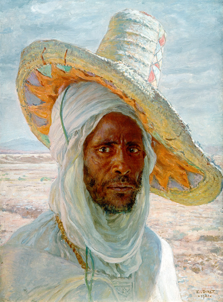 Araber mit großem Hut de Etienne Dinet