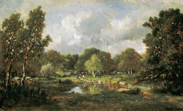 Cows at a watering-place de Etienne-Pierre Théodore Rousseau