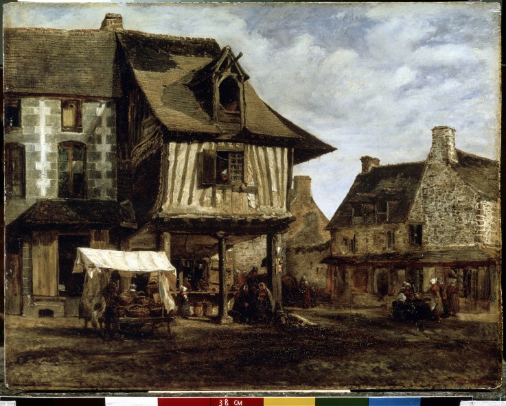 Market-Place in the Normandy de Etienne-Pierre Théodore Rousseau