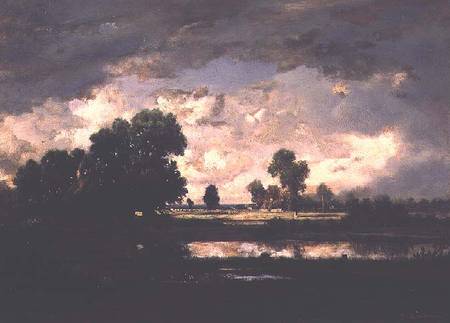 The Pool with a Stormy Sky de Etienne-Pierre Théodore Rousseau