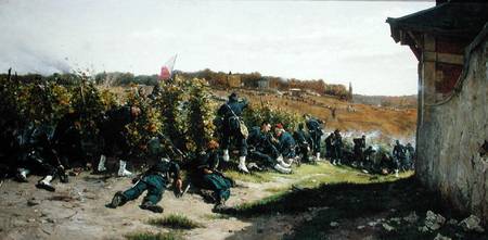 The Tirailleurs de la Seine at the Battle of Rueil-Malmaison, 21st October 1870 de Etienne Prosper Berne-Bellecour