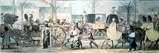 Wounded French Soldiers Entering Paris on the Boulevard Saint-Martin after the Battle of Montmirail, de Etienne Jean Delecluze