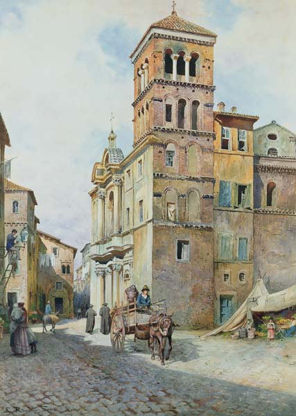 View of Santa Maria in Monticelli, Rome  on de Ettore Roesler Franz