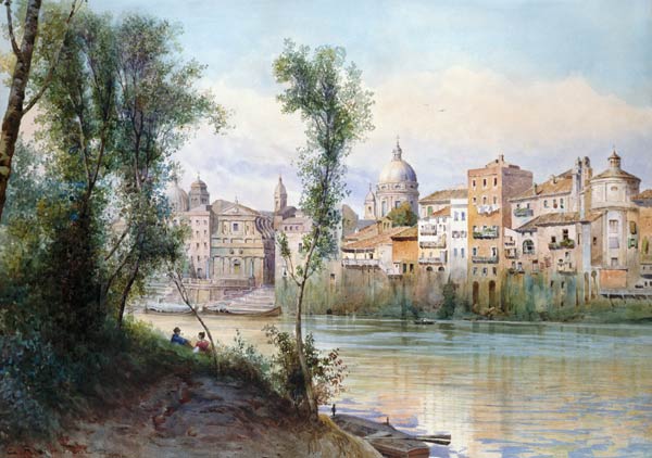 View of the Porto di Ripetta dai Prati, Rome de Ettore Roesler Franz