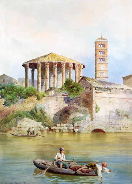 View of the Sbocco della Cloaca Massima, Rome  on de Ettore Roesler Franz