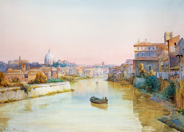 View of the Tevere from the Ponte Sisto de Ettore Roesler Franz