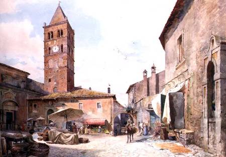 View of the Piazza dell'Olmo, Tivoli  on de Ettore Roesler Franz