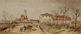 View of the church Bicona at Novara after the batt