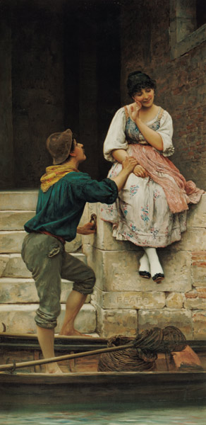 The Fisherman's Wooing, from the Pears Annual, Christmas de Eugen von Blaas
