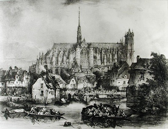 View of the Cathedral of Notre Dame, Amiens, from Pont Dudon de Eugene Balan