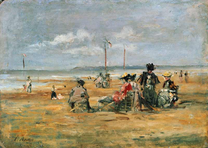 On the beach of Trouville de Eugène Boudin