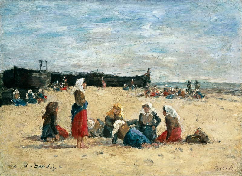 Berck, Fisherwomen on the Beach de Eugène Boudin