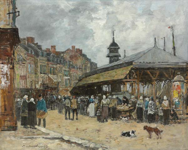 Markt in Trouville de Eugène Boudin