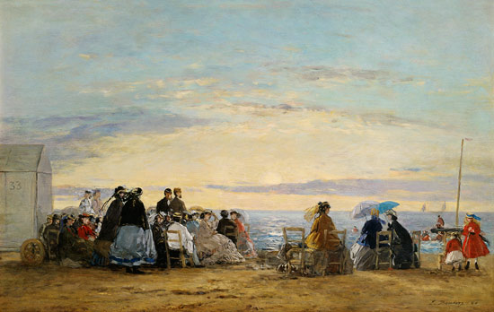 Watching the sunset from the beach de Eugène Boudin
