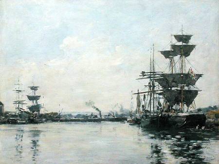 Le Havre, ships in a basin de Eugène Boudin