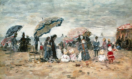Parasols on the Beach, Trouville de Eugène Boudin