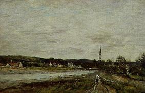 Town at a river. de Eugène Boudin