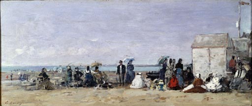 Der Strand in Trouville de Eugène Boudin