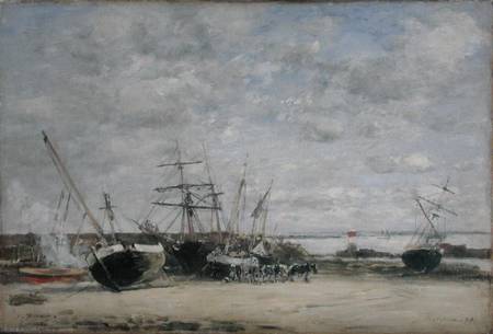 Vessels and Horses on the Shoreline de Eugène Boudin