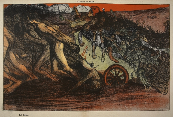 ''The burden of taxation'', illustration from ''L''assiette au Beurre: Les Fonctionnaires'', 9th Aug de Eugene Cadel