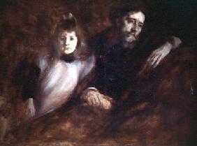 Portrait of Alphonse Daudet (1840-97) and his daughter Edmee
