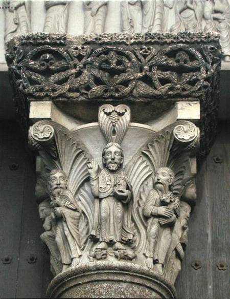 Column capital with Christ Blessing from the West Portal of the facade de Eugene Emmanuel Viollet-le-Duc