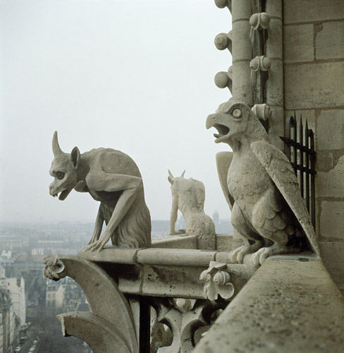 Gargoyles on the balustrade of the Grande Galerie de Eugene Emmanuel Viollet-le-Duc