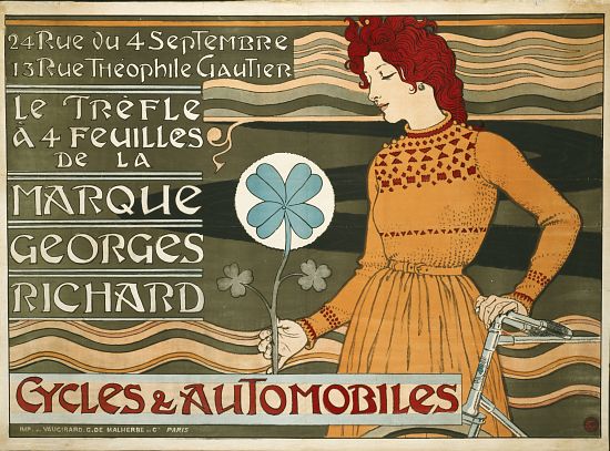 German advertisement for 'Georges-Richard' brand bicycles and cars, printed by E. Dubois de Eugene Grasset