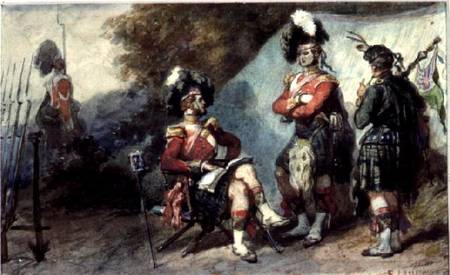 Officers of the 79th Highlanders at Chobham Camp in 1853 de Eugène Louis Lami