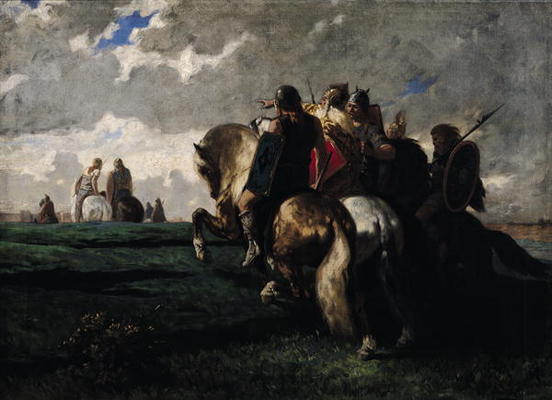 The Barbarians Before Rome (oil on canvas) de Evariste Vital Luminais