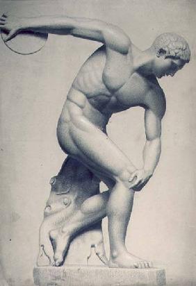 Discus thrower, drawing of a classical sculpture