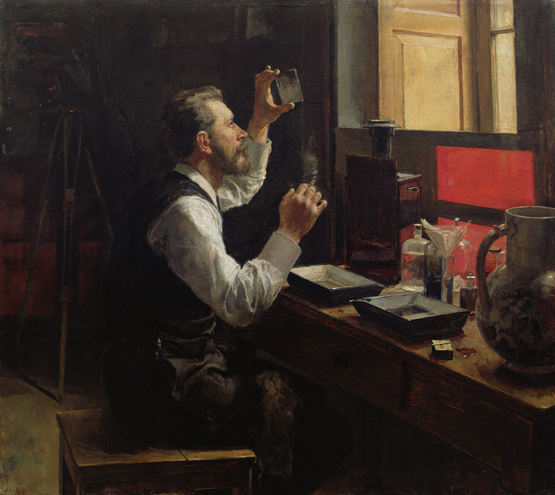 Amateur Photographer, 1894 (oil on canvas) de Evgeniy Iosipovich Bukovetsky