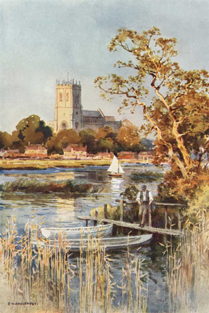 Christchurch Priory from Wick Ferry de E.W. Haslehust