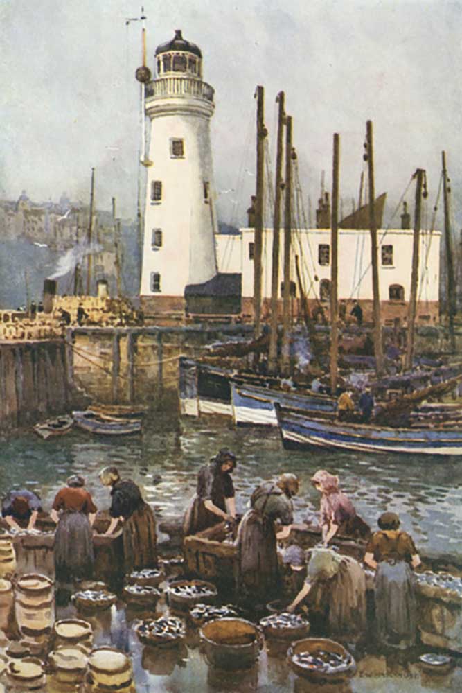 The Harbour during the Herring Season de E.W. Haslehust