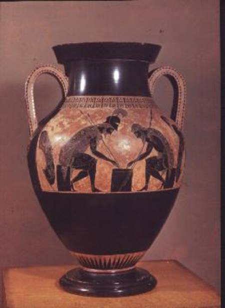 Amphora decorated in black-figure painting signed de Exekias