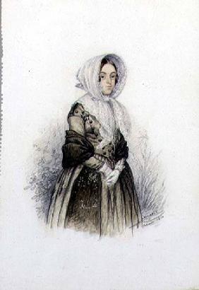 Portrait of a Young lady in a Bonnet with White Gloves