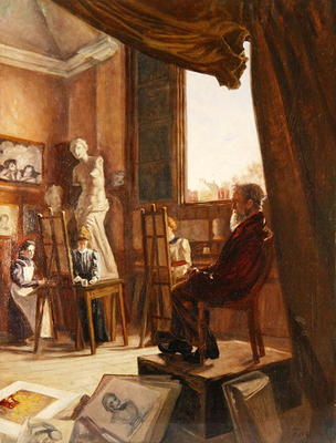 The Art Class (oil on canvas) de F.A. Howard